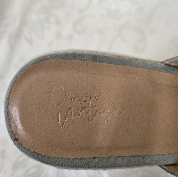 Crown Vintage Womens CV-Erasin Leather Espadrille Wedge Sandal Bayleaf Size 10 - Picture 7 of 9